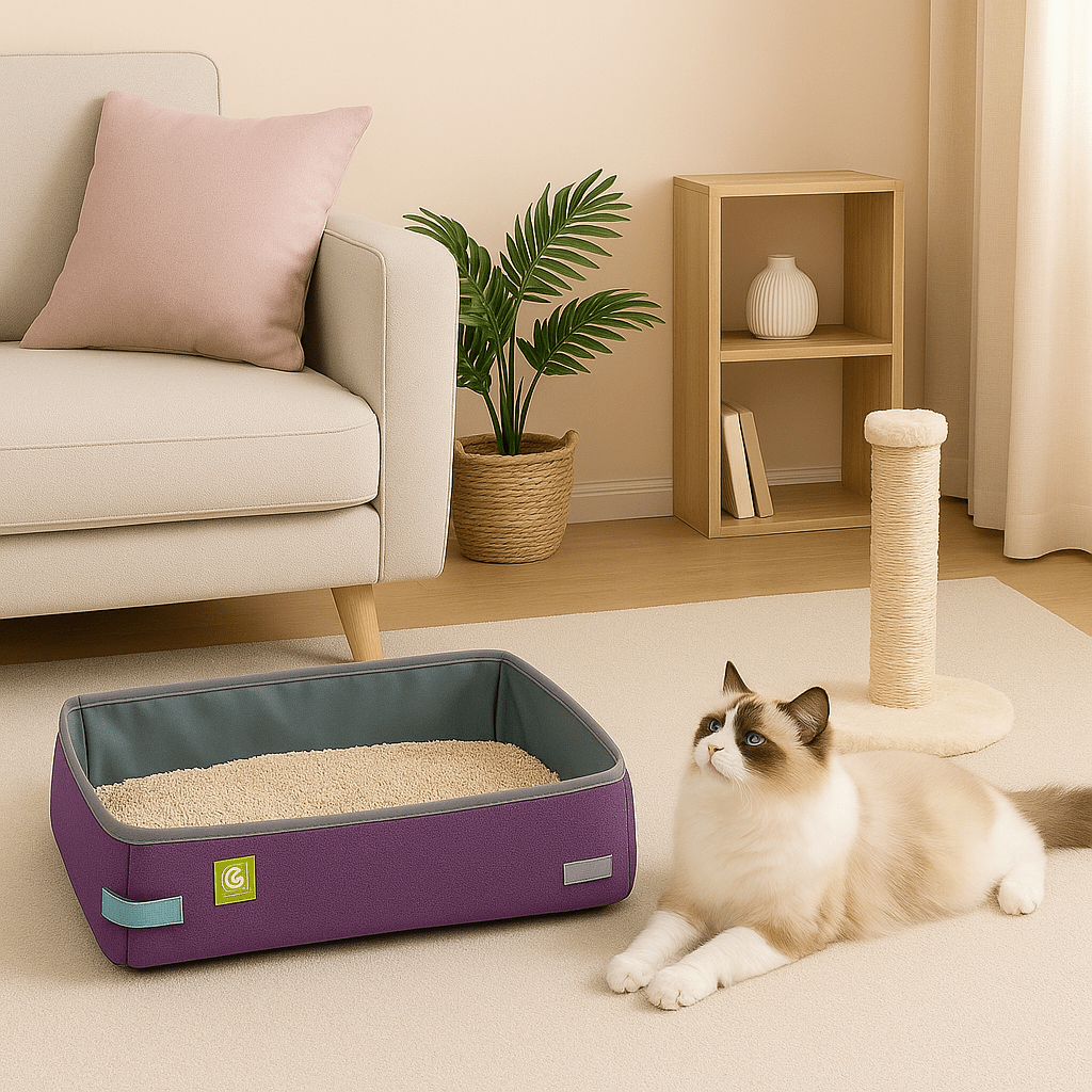 Bac à Litière Chat - NomadLiti™ - Violet - Happy Miaou