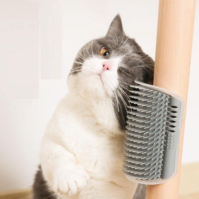 Grattoir Chat - PurrCornerGroomer™ - Gris - Happy Miaou