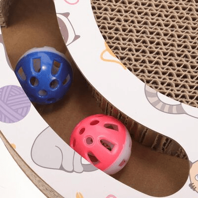 Grattoir Chat - PurrRoundScratcher™ - Chats & Balles - Happy Miaou