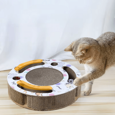 Grattoir Chat - PurrRoundScratcher™ - Chats & Balles - Happy Miaou