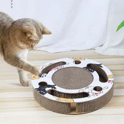 Grattoir Chat - PurrRoundScratcher™ - Chats Colorés - Happy Miaou