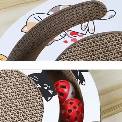 Grattoir Chat - PurrRoundScratcher™ - Chats Colorés - Happy Miaou