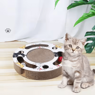 Grattoir Chat - PurrRoundScratcher™ - Chats Colorés - Happy Miaou